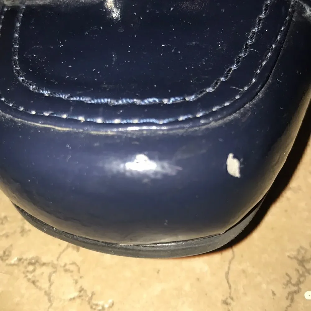 Marc Fisher Navy patent leather wedges